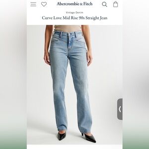 Abercrombie Curve Love Jeans Mid Rise 90s Straight Light with Yoke Front